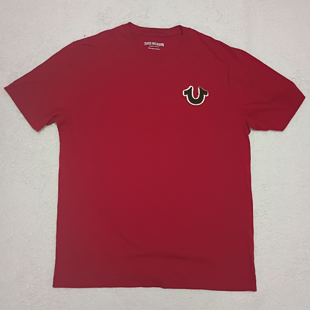 True Religion Red & Gold Leaf Buddha T-shirt - Picture 2 of 5